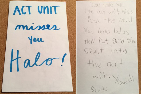 Handwritten notes to HALO members